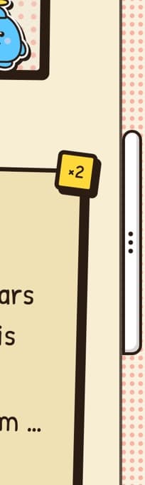 Comic Pop's scrollbar up close: a white inked thumb with three dots, like someone typing, riding a strip of halftone dots